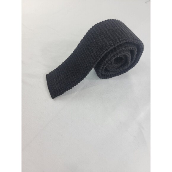 615 COLLECTION SQUARE NIT 100% COTTON NAVY BLUE TIE 52" LONG 2.25 WIDE - Picture 9 of 9